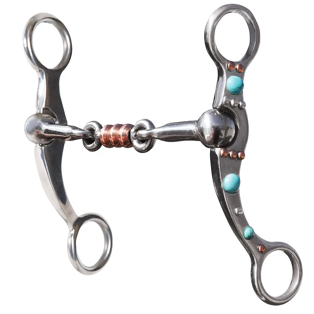 Professionals Choice Pro Stone Dot Horse Shank Dogbone Bit Turquoise 1