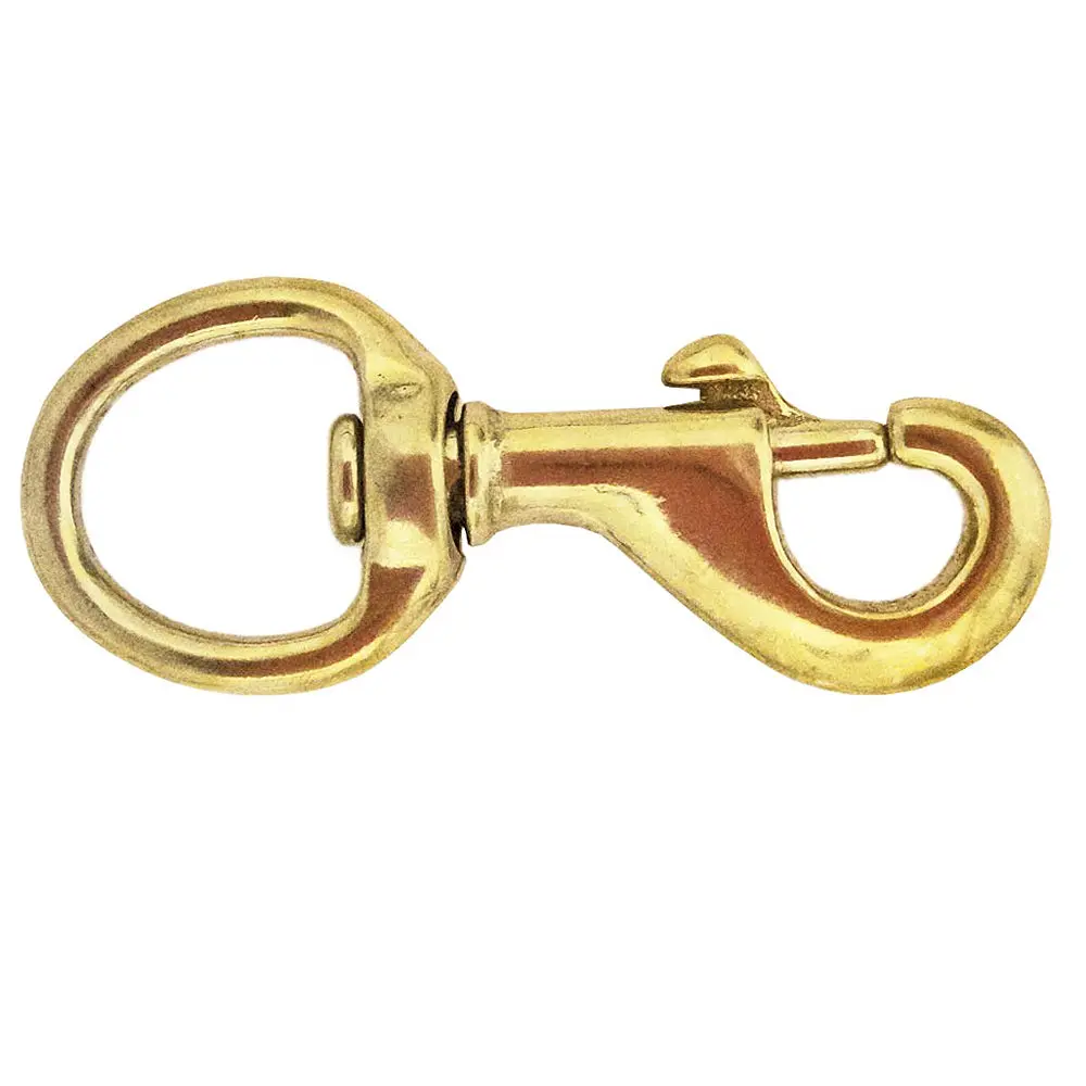 Hilason 5/8" X 3-1/8" Solid Brass Swivel Eye Bolt Snap – Heavy Duty Rust-Proof Trigger Snap Hook 1