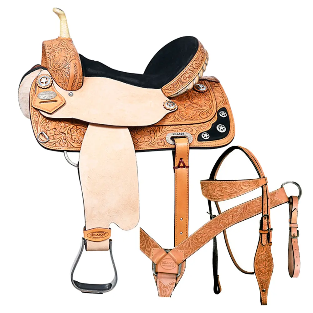 Hilason Western Horse Treeless Saddle American Leather Trail Barrel Tack | For Horses 1