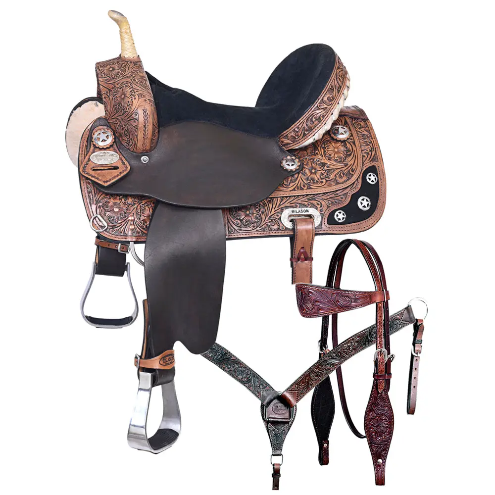 Hilason Western Horse Treeless Saddle American Leather Trail Barrel Tack | For Horses 1