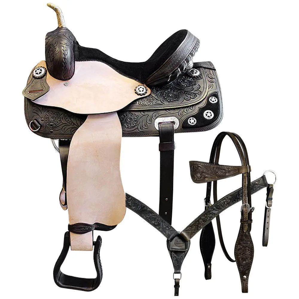 Hilason Western Horse Treeless Saddle American Leather Trail Barrel Tack | For Horses 1