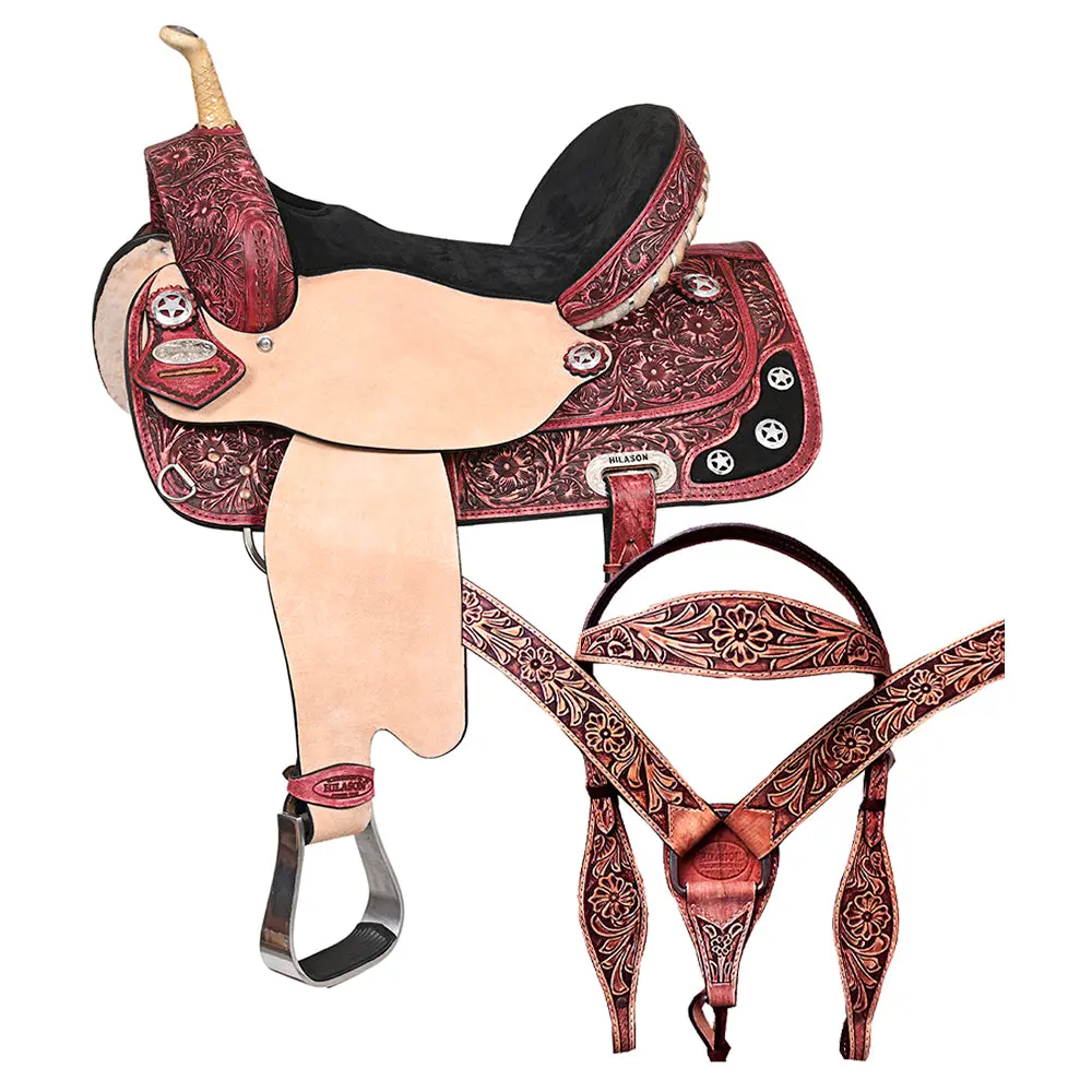 Hilason Western Horse Treeless Saddle American Leather Trail Barrel Tack | For Horses 1