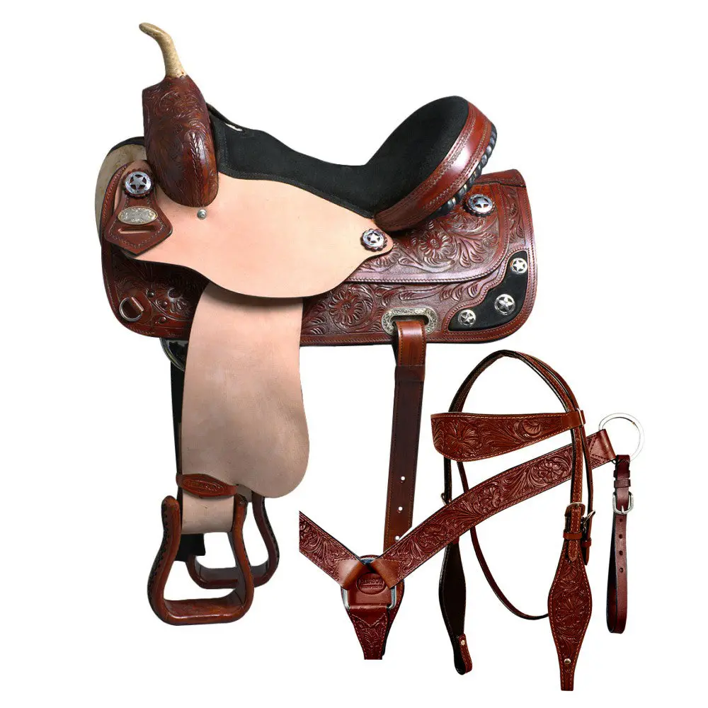 Hilason Western Horse Treeless Saddle American Leather Trail Barrel Tack | For Horses 1