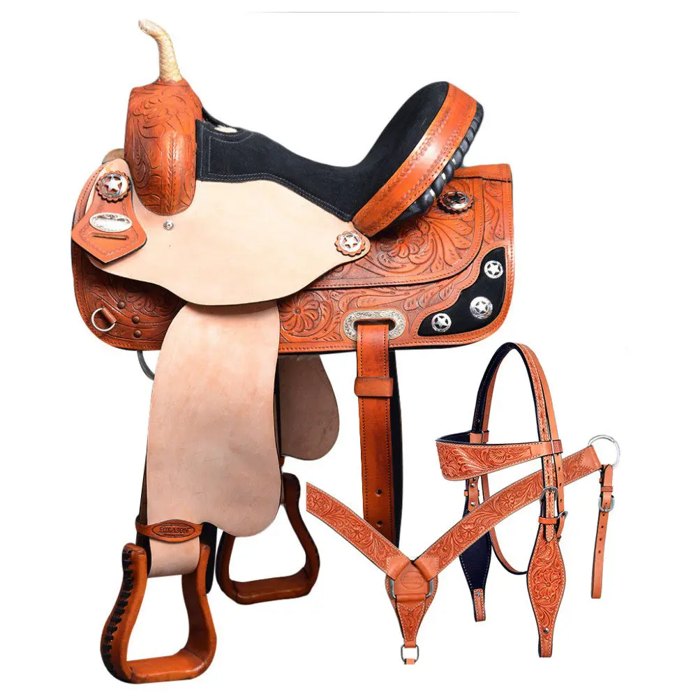 Hilason Western Horse Treeless Saddle American Leather Trail Barrel Tack | For Horses 1