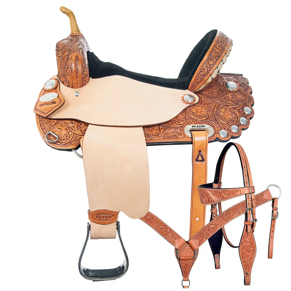 Hilason Western Horse Treeless Trail Barrel American Leather Saddle Tack | For Horses 1