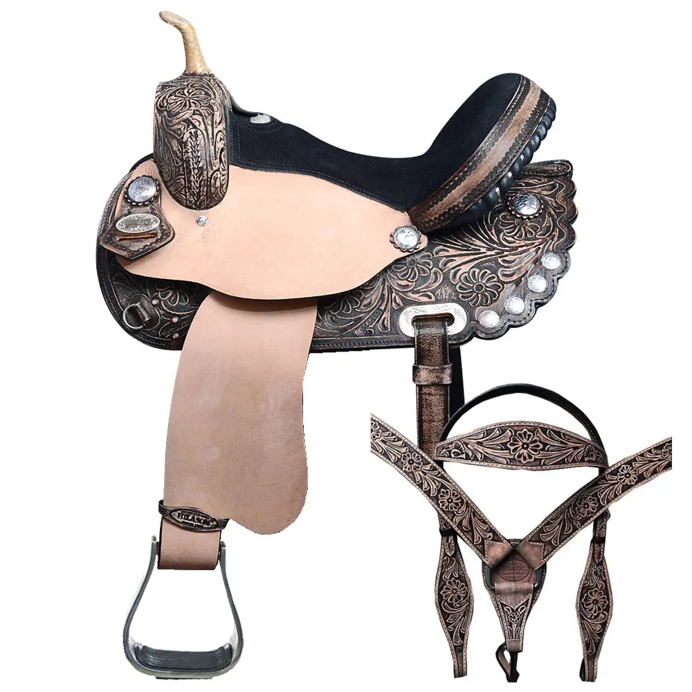 Hilason Western Horse Treeless Saddle American Leather Trail Barrel Tack | For Horses 1