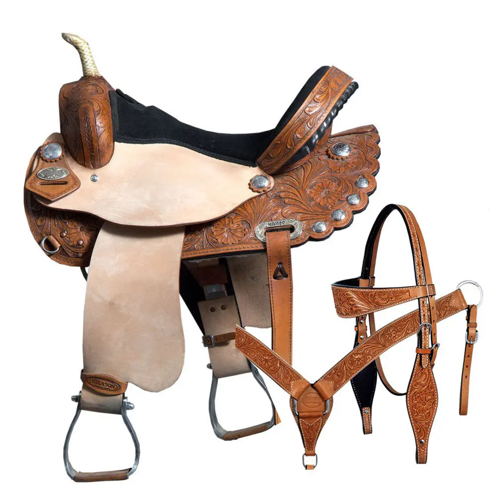 Hilason Western Horse Treeless Saddle American Leather Trail Barrel Tack | For Horses 1