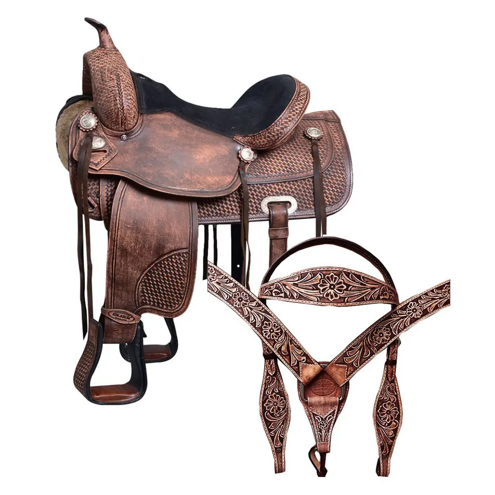 Hilason Western Horse Treeless Saddle American Leather Trail Pleasure Tack | Barrel For Horses 1
