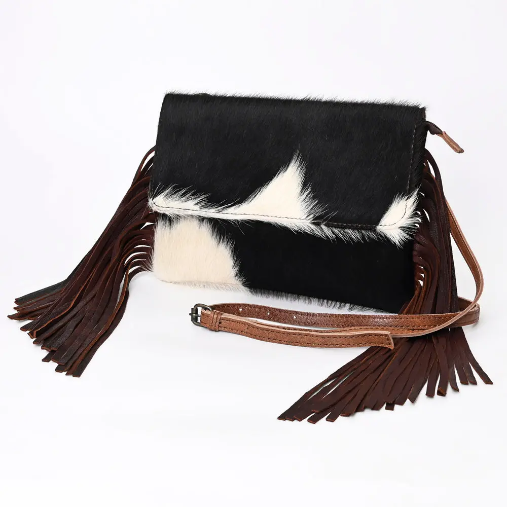 American Darling Envelop Bag Handcrafted From Hair-On Cowhide And Genuine Leather With Fringes And Ykk Zipper 1