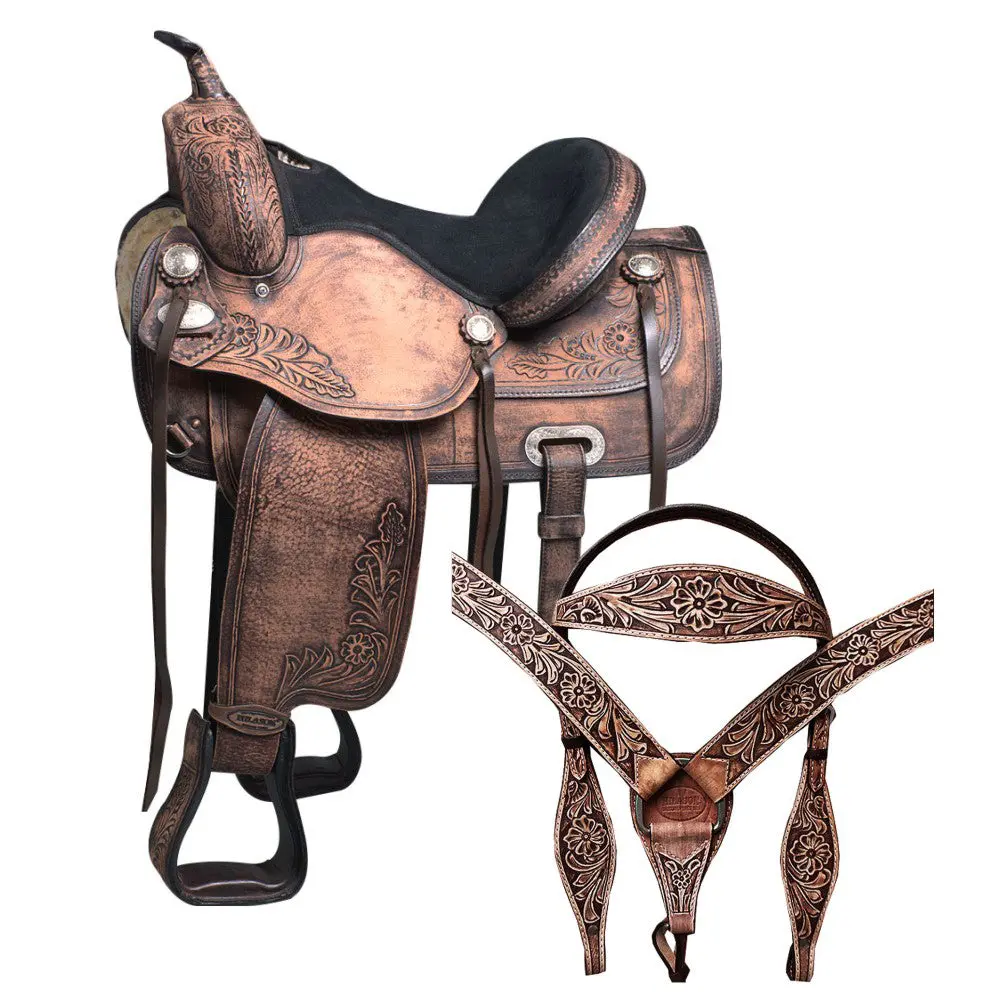 Hilason Western Horse Treeless Saddle American Leather Trail Pleasure Tack | Barrel For Horses 1