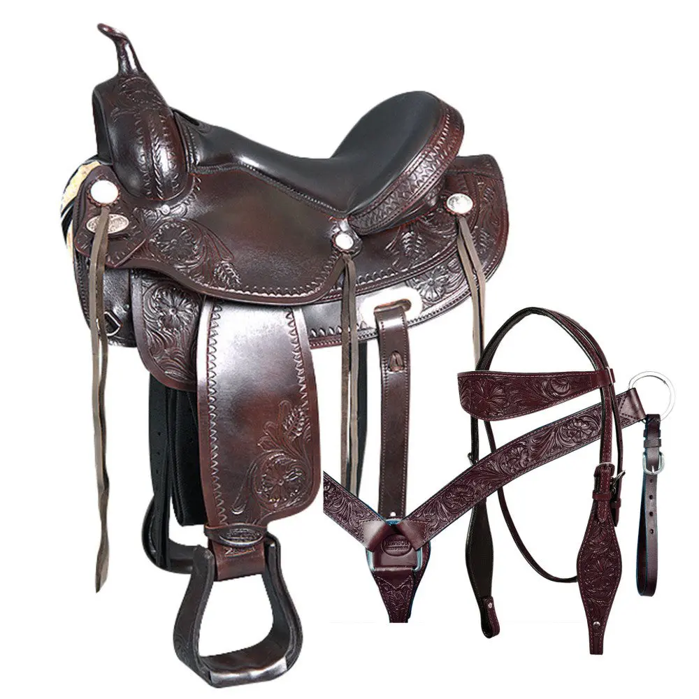 Hilason Western Horse Treeless Saddle American Leather Trail Pleasure | Barrel For Horses 1