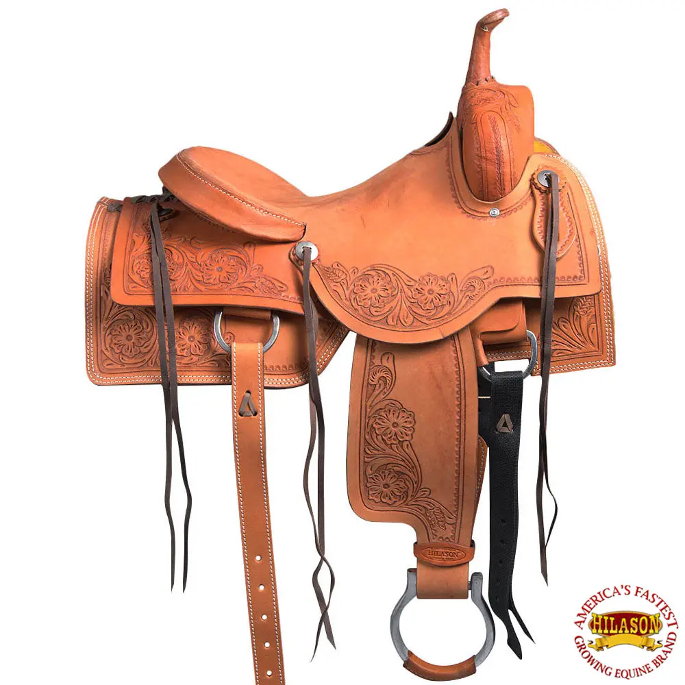 Hilason Horse Cutting Cutter Trail Pleasure Leather Saddle With Tack Set 2