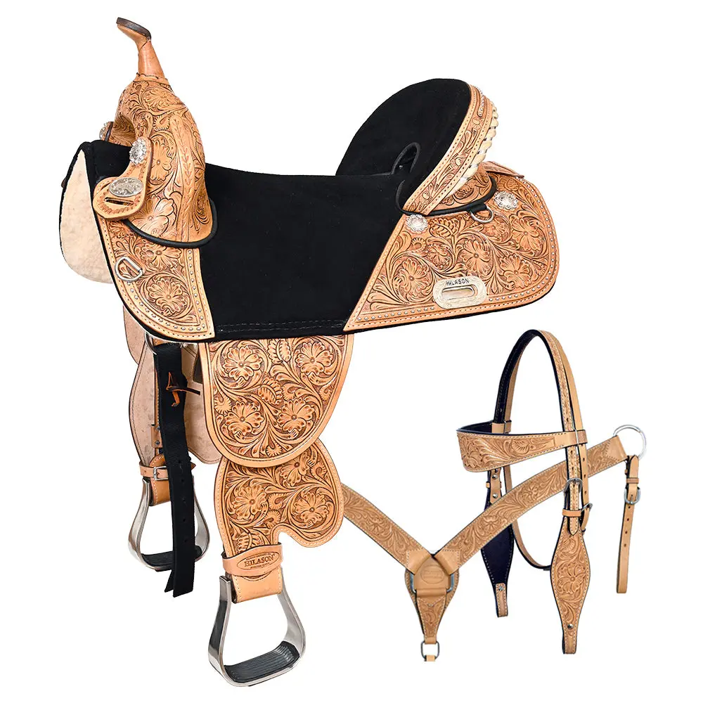 Hilason Western Horse Saddle Treeless American Leather Barrel | For Horses 1