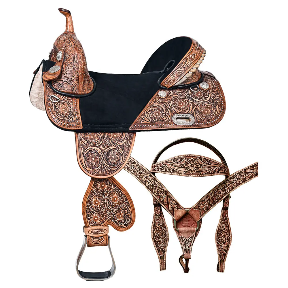 Hilason Western Horse Saddle Treeless American Leather Barrel Racing | For Horses 1