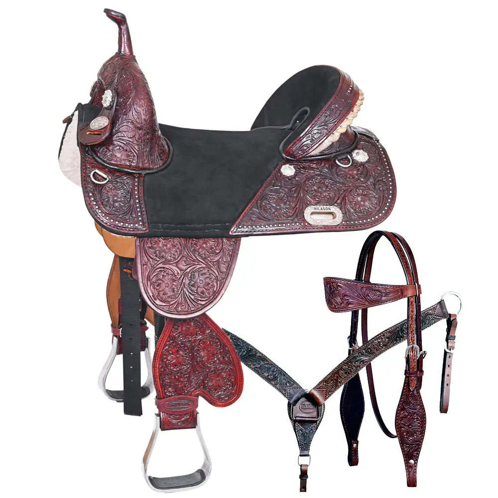 Hilason Western Horse Saddle Treeless American Leather Barrel Racing | For Horses 1