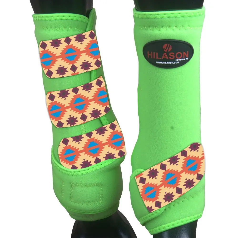Hilason Horse Medicine Sports Boots Rear Hind Leg Green Aztec 1