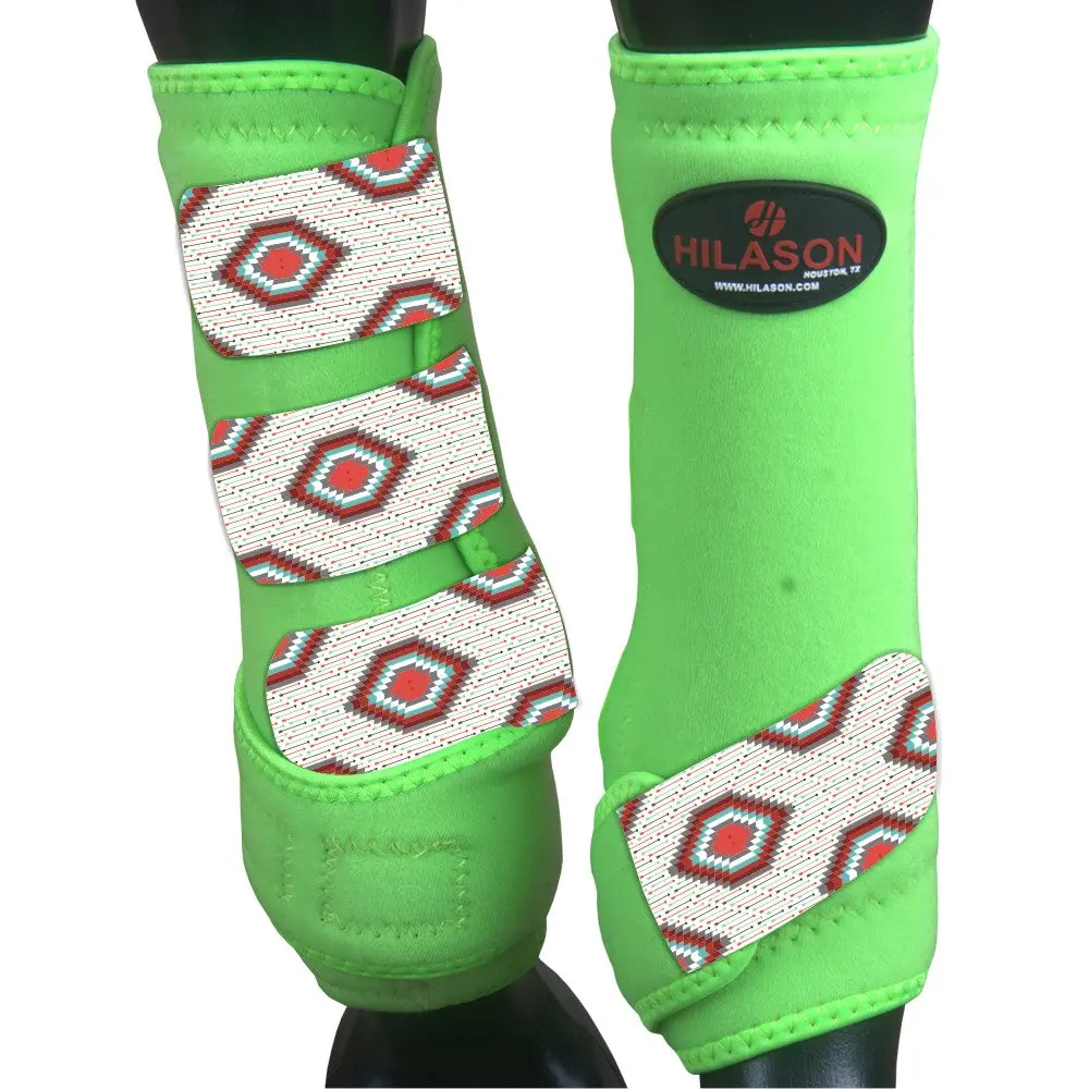 Hilason Horse Medicine Sports Boots Rear Hind Leg Green Grey 1