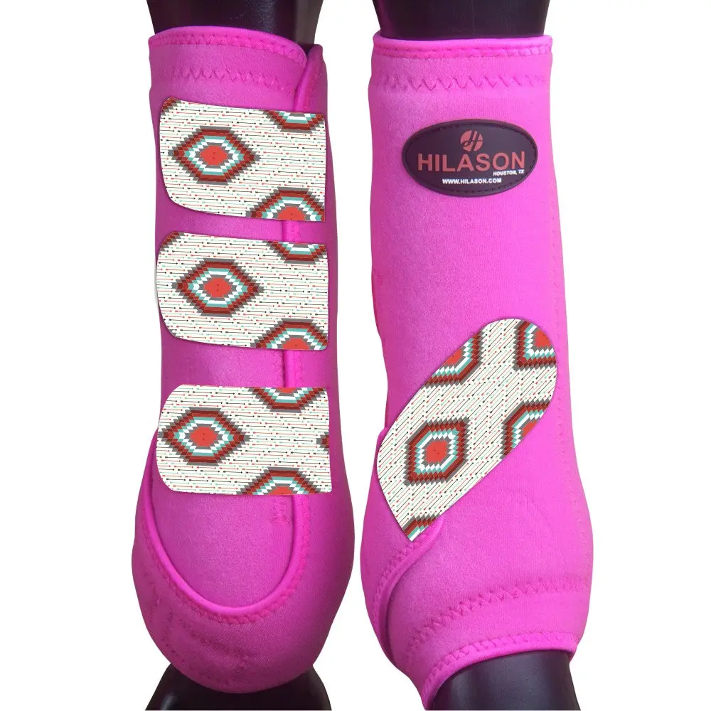 Hilason Horse Medicine Sports Boots Rear Hind Leg Pink Grey 1