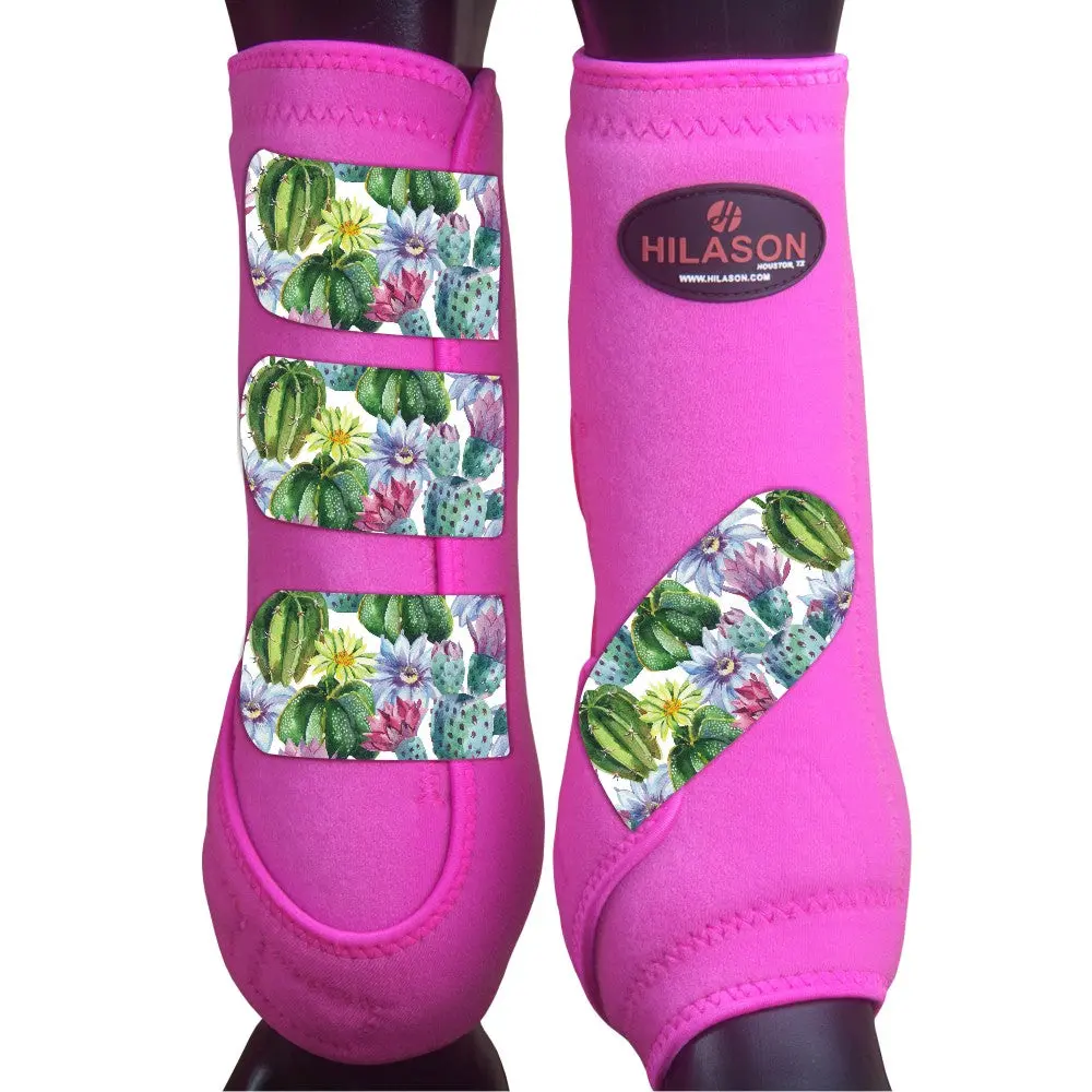 Hilason Horse Medicine Sports Boots Rear Hind Leg Pink 2
