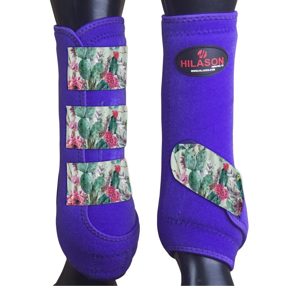 Purple Cactus Flower Small Hilason Horse Medicine Sports Boots Rear Hind Leg Small| Boots 3
