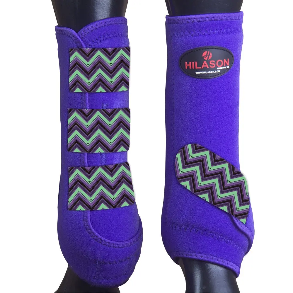 Purple W/ Chevron Hilason Horse Medicine Sports Boots Front Leg 1