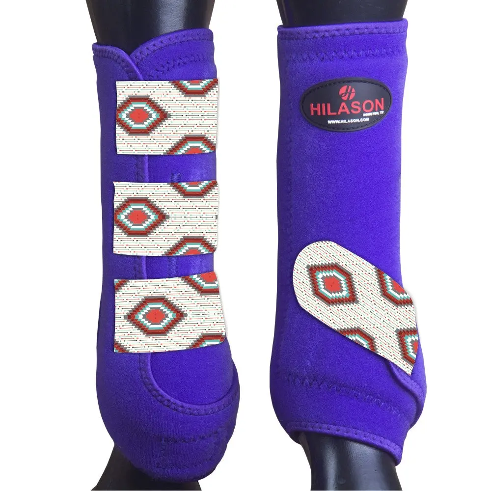 Purple W/ Grey Firestorm Hilason Horse Medicine Sports Boots Front Leg 1