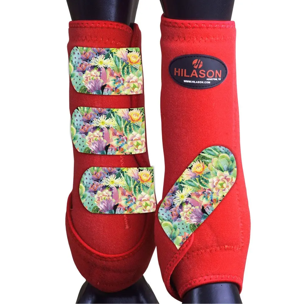 L - Hilason Horse Medicine Sports Boots Rear Hind Leg Red 1
