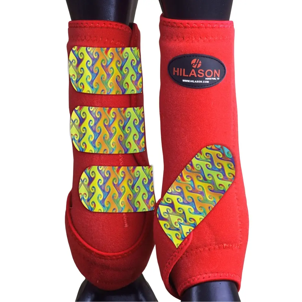 Hilason Horse Medicine Sports Boots Rear Hind Leg Red 1