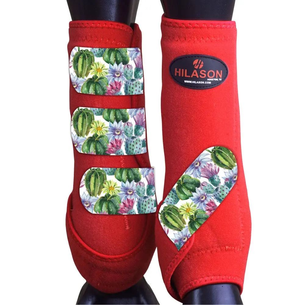 L - Hilason Horse Medicine Sports Boots Rear Hind Leg Red 2