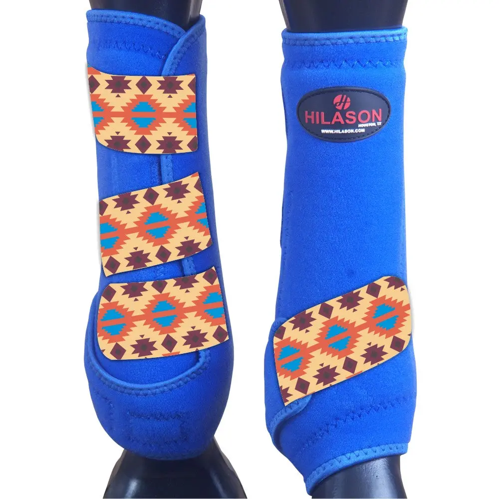 Hilason Horse Medicine Sports Boots Rear Hind Leg Royal Aztec 2
