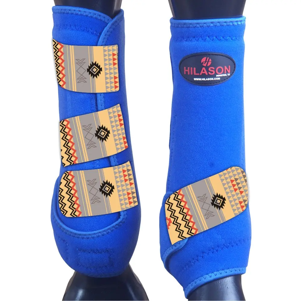 Royal W/ Aztec Hilason Horse Medicine Sports Boots Front Leg 1