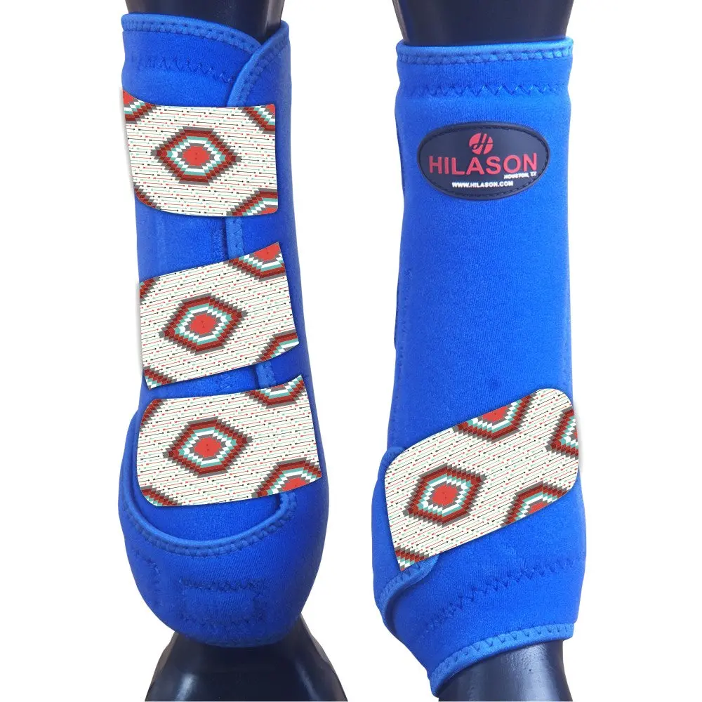 Royal W/ Grey Firestorm Hilason Horse Medicine Sports Boots Front Leg 1