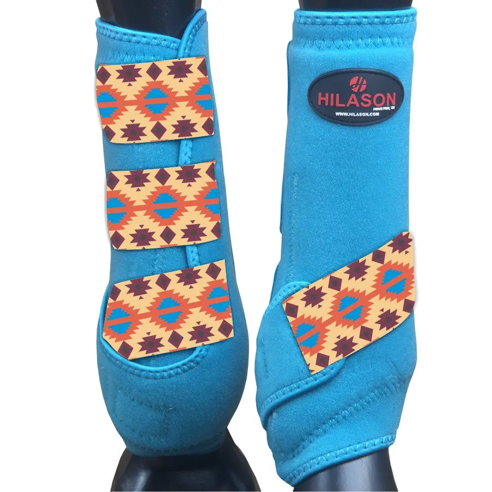 Hilason Horse Medicine Sports Boots Rear Hind Leg Turquoise Aztec 1