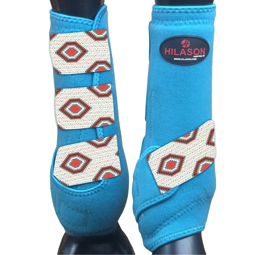 Hilason Horse Medicine Sports Boots Rear Hind Leg Turquoise Grey 1