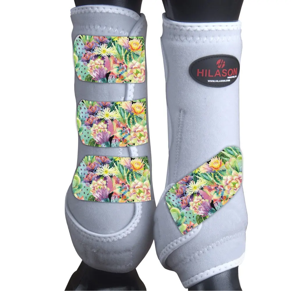 White Blooming Cactus X Large Hilason Horse Medicine Sports Boots Rear Hind Leg Large| Boots 1
