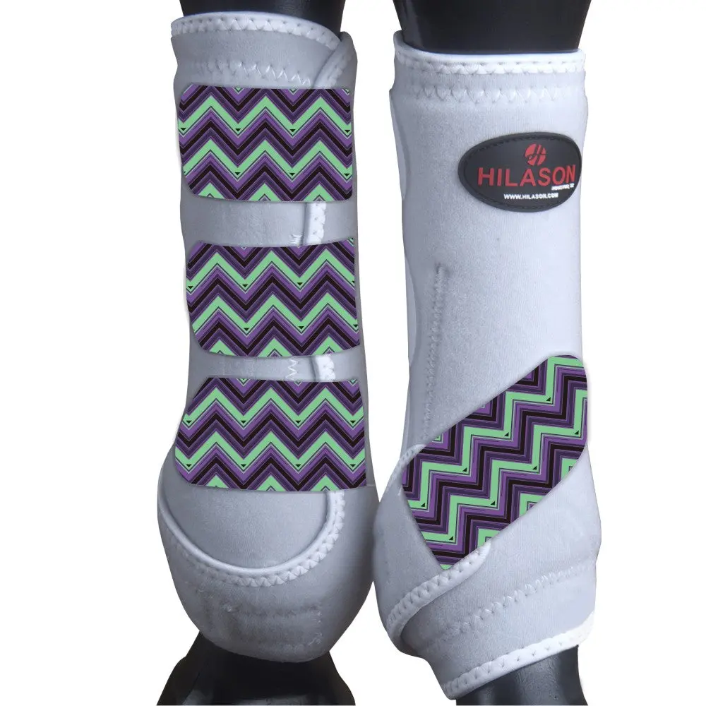 Hilason Horse Medicine Sports Boots Rear Hind Leg White Chevron 1