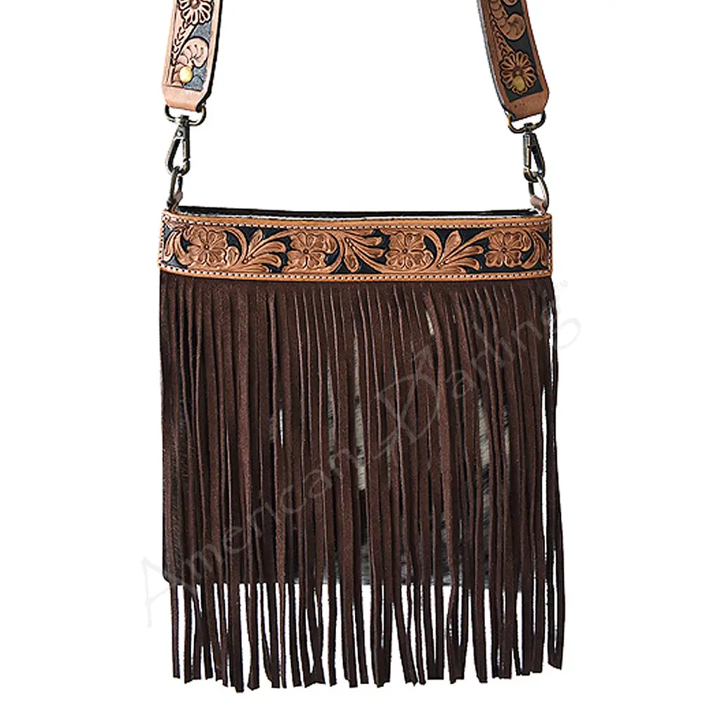 Ameran Darling Women's Crossbody Bag Western Hand Tooled Hair On Leather Handbag And Ladies Purse 1