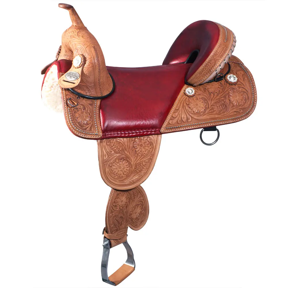 Hilason Western Horse Treeless Trail Barrel American Leather Saddle| Saddle | For Horses 1