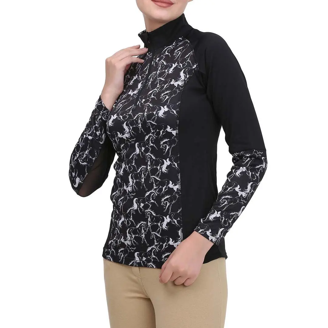 Equine Couture Ladies Linear Horses Sport Shirt 1
