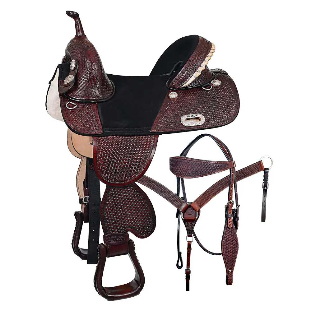 Hilason Western Horse Saddle Treeless Genuine American Leather Trail Tack | For Horses 1