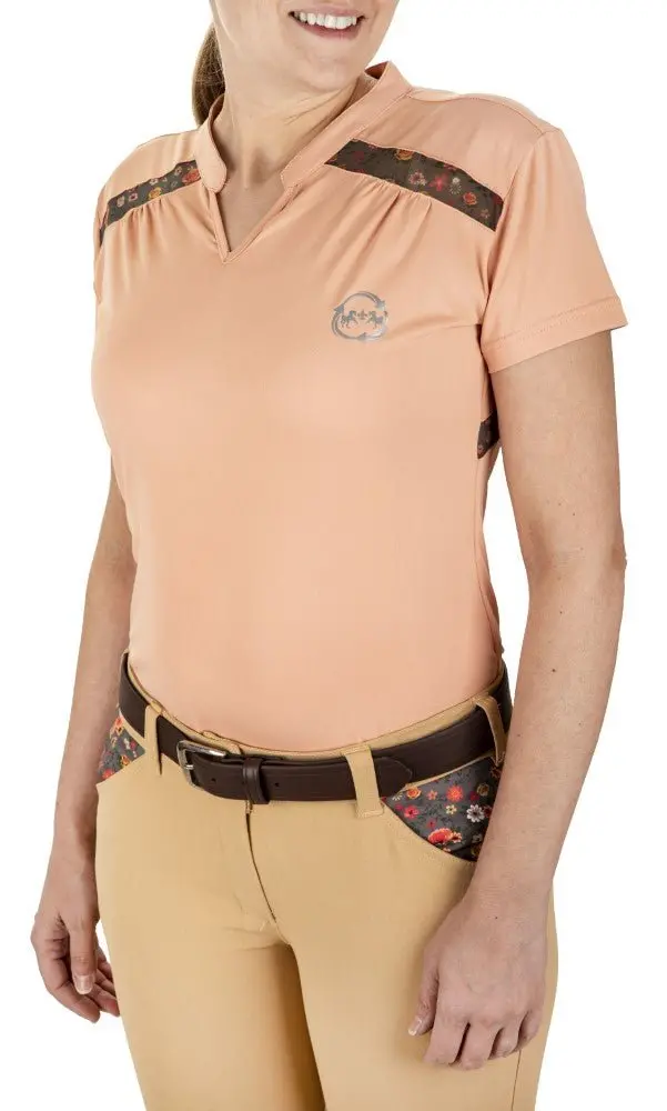 Equine Couture Women Ecorider Thea Notched V-Neck Short Sleeve Sport Shirt 4