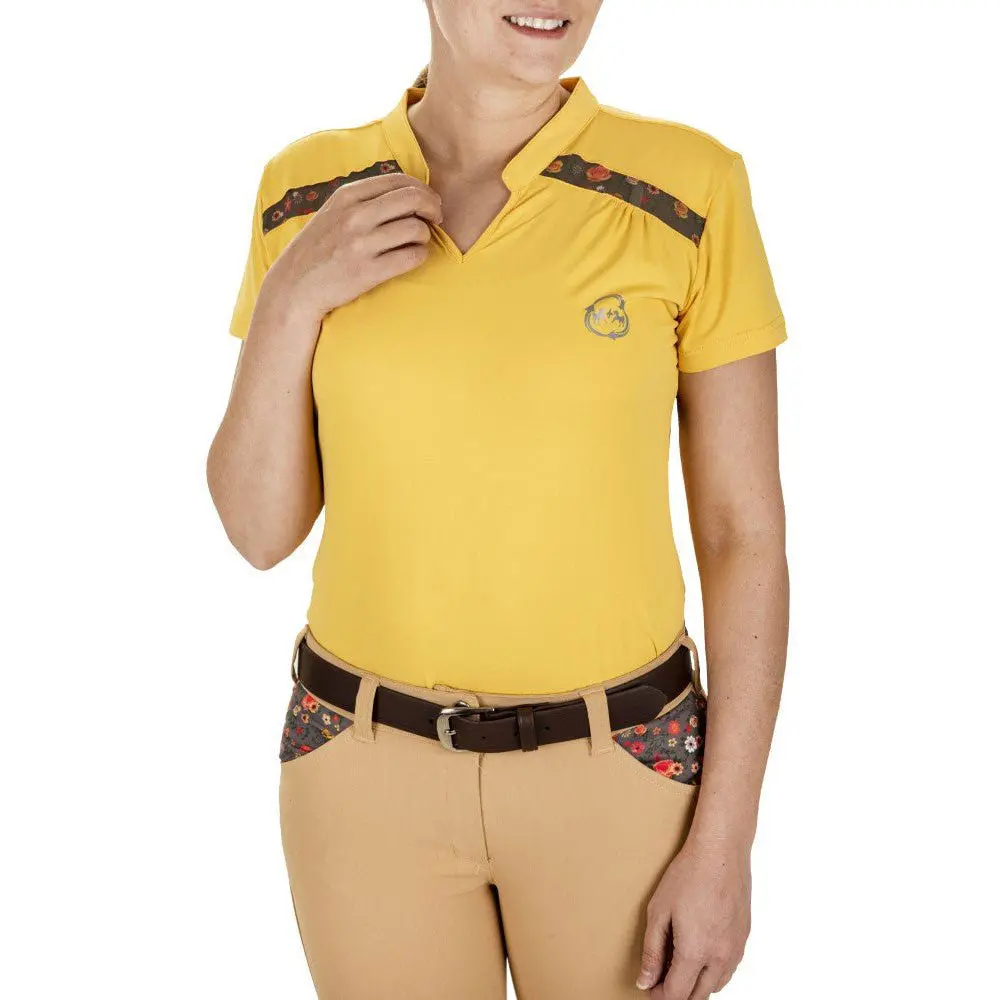 Equine Couture Women Ecorider Thea Notched V-Neck Short Sleeve Sport Shirt 1