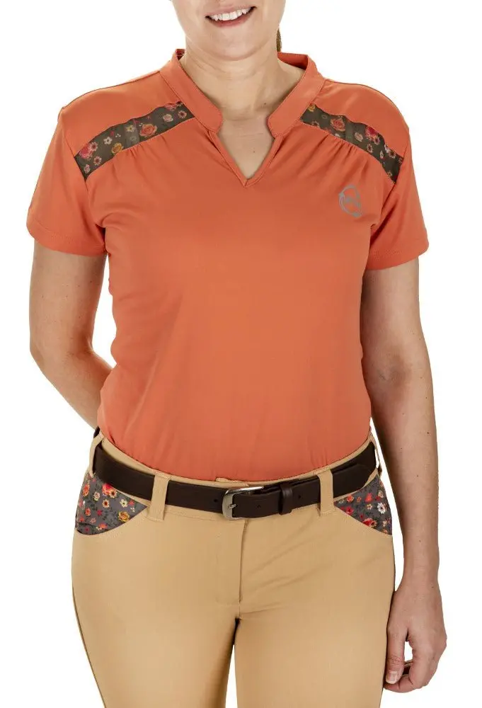 Equine Couture Women Ecorider Thea Notched V-Neck Short Sleeve Sport Shirt 6