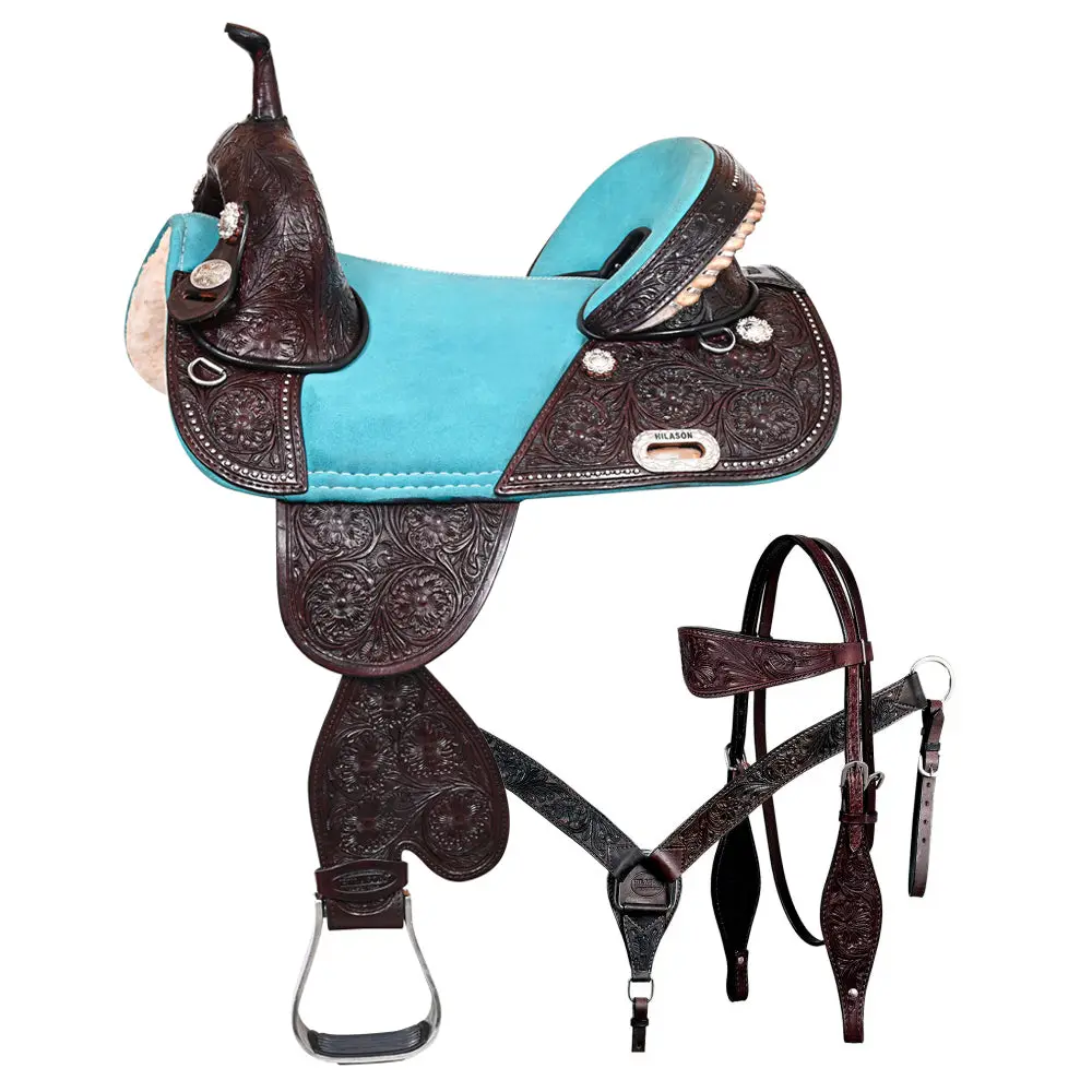 Hilason Western Horse Treeless Trail Barrel American Lather Saddle | For Horses Leather 1