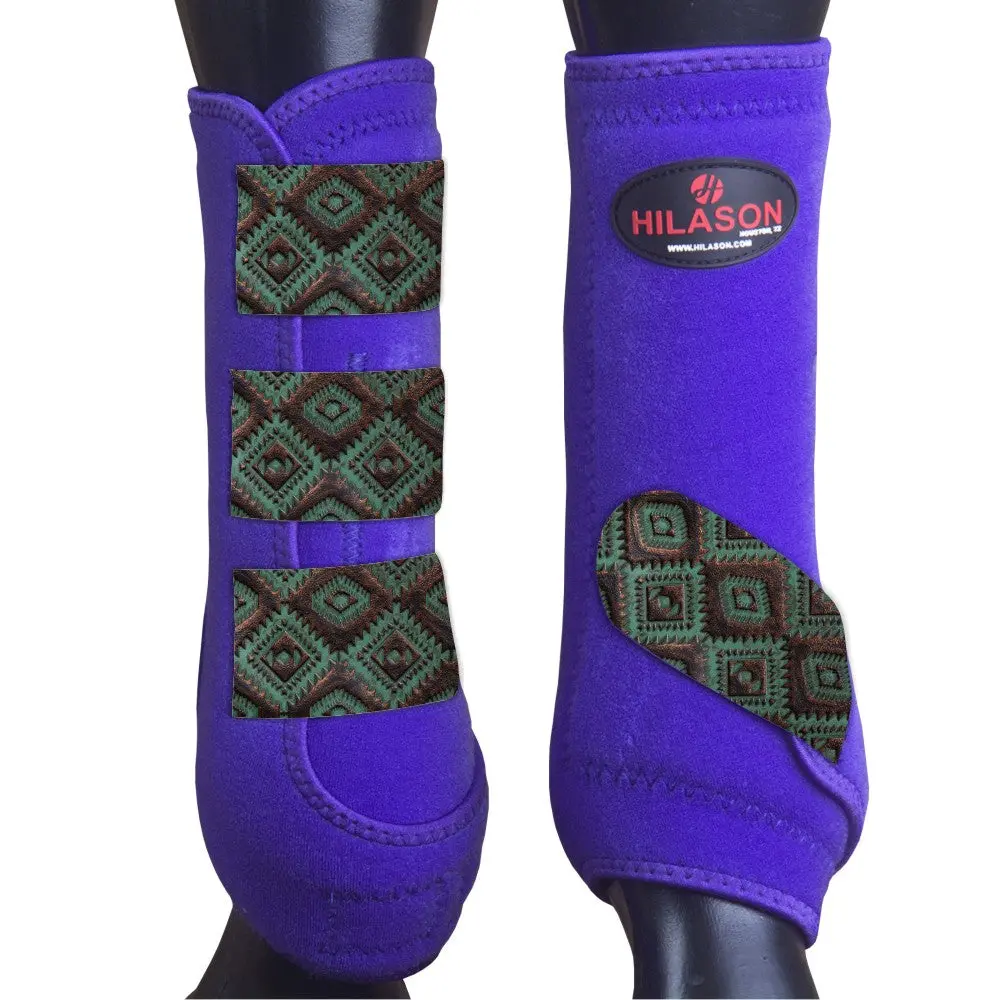 Hilason Purple Aztec Turquoise & Copper Horse Sports Boots – Medium Rear Hind Leg