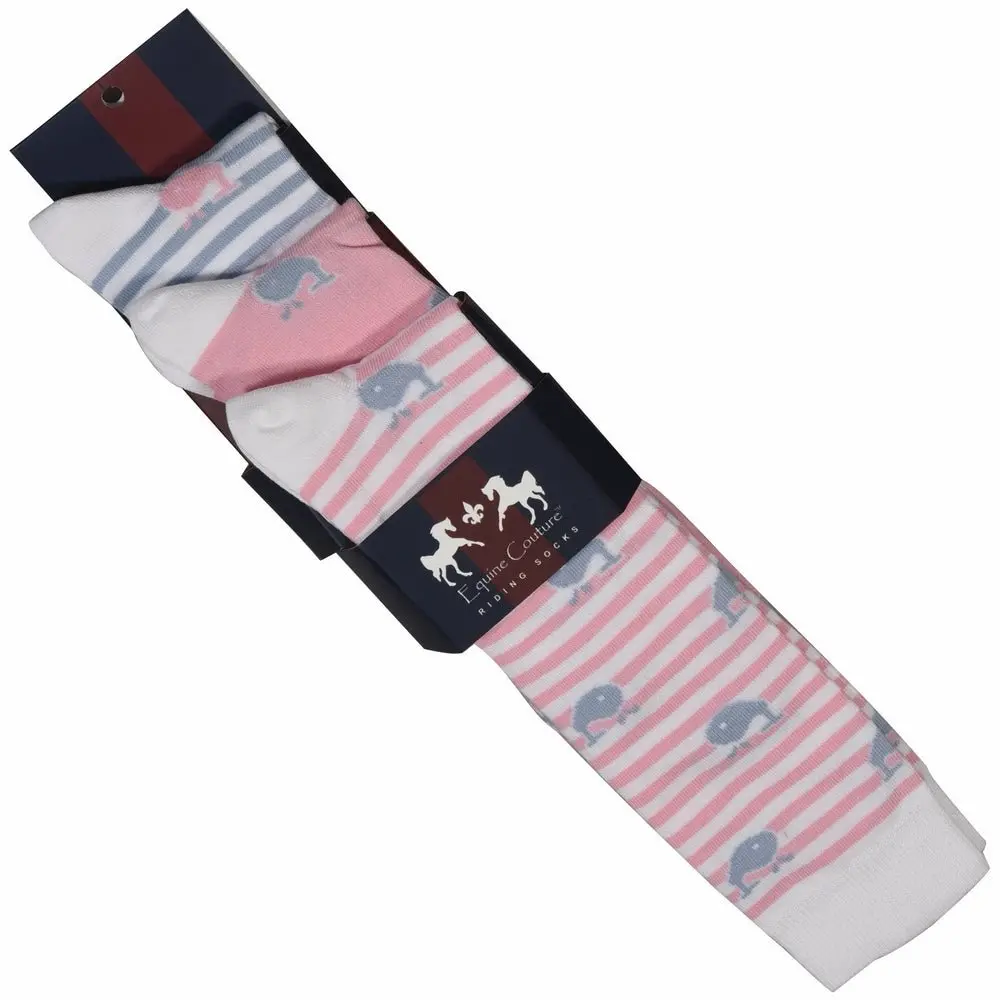 Equine Couture Ladies Whales Bamboo Knee Hi Socks - 3 Pack 1