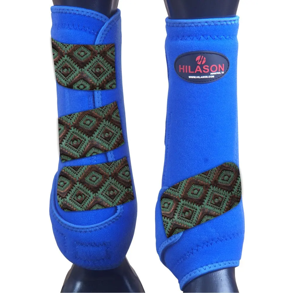 Royal W/ Aztec Hilason Horse Medicine Sports Boots Front Leg 1