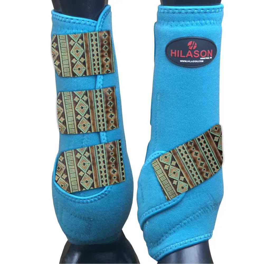 Large Hilason Horse Medicine Sports Boots Rear Leg Turquoise 1
