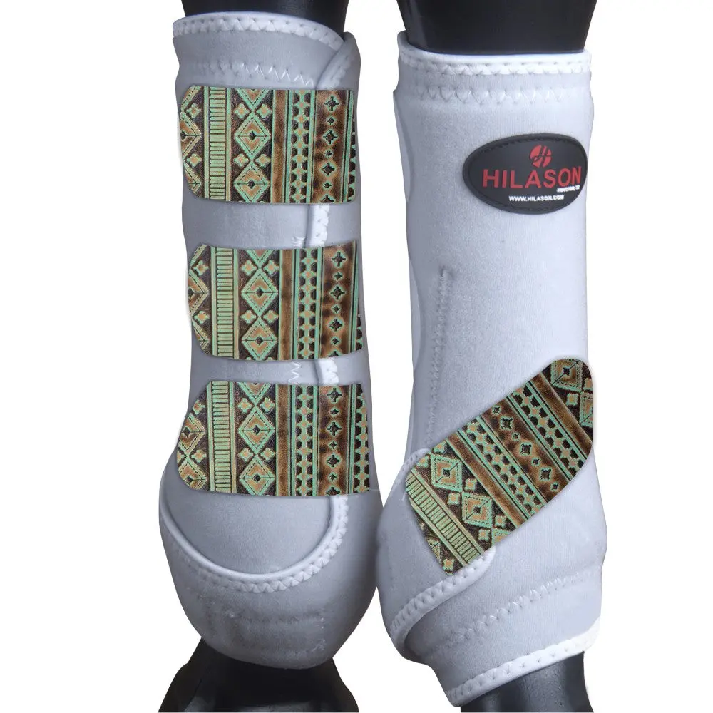 Hilason Large White Front-Leg Horse Medicine Boots | Supportive Recovery Boots for Equine Care