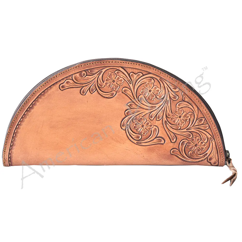 American Darling Taco Bag Handcrafted From Hand Tooled Floral Carved Genuine Leather With Ykk Zipper 4